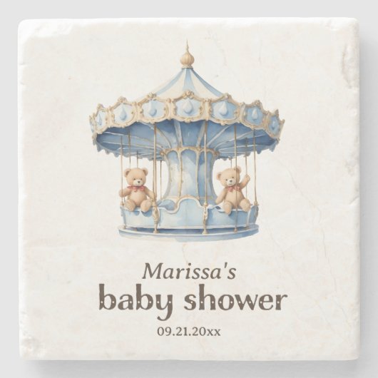 Teddy Bear Twin Boy Baby shower Stone Onderzetter (Voorkant)