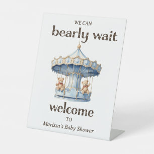 Teddy Bear Twin Boy Baby shower Welkom Reclamebord Met Voetstuk