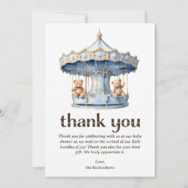 Teddy Bear Twin Boys Baby shower Bedankkaart