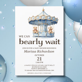 Teddy Bear Twin Boys Baby shower Kaart