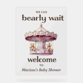Teddy Bear Twin Girl Baby shower Welkom Acryl Bord (Voorkant)