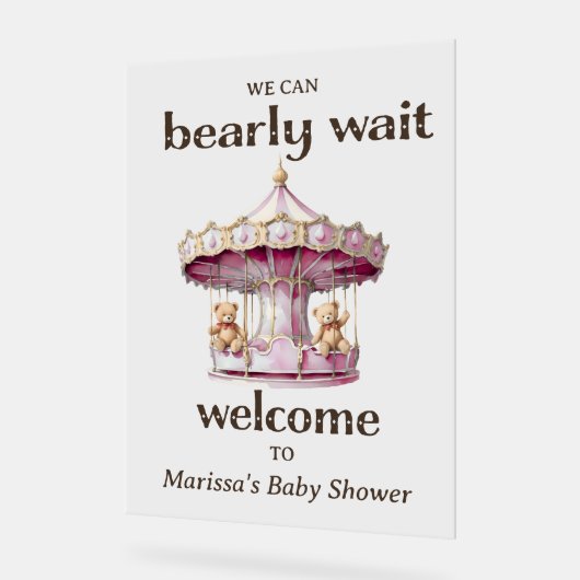 Teddy Bear Twin Girl Baby shower Welkom Acryl Bord (Hoek)