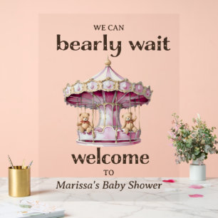 Teddy Bear Twin Girl Baby shower Welkom Acryl Bord