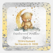 Teddy Bear Twinkle Little Star Retouradres Vierkante Sticker (Voorkant)