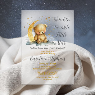 Teddy Bear Twinkle Twinkle Little Star Baby Shower Acryl Uitnodigingen