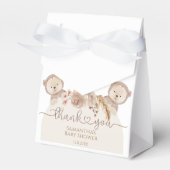 Teddy Bear Twins Baby shower Boho Floral Bedankdoosjes (Voorkant Zijde)