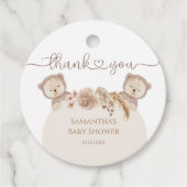 Teddy Bear Twins Baby shower Boho Floral Bedankjes Labels (Voorkant)