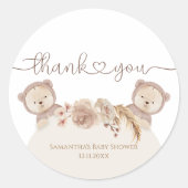 Teddy Bear Twins Baby shower Favors Bedankt Ronde Sticker (Voorkant)