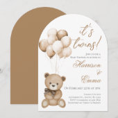 Teddy Bear Twins-Baby shower Kaart (Voorkant / Achterkant)