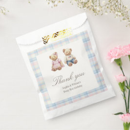 Teddy bear Twins Beary First Birthday Favor Bags Bedankzakje