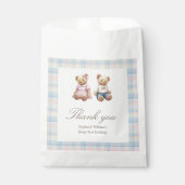 Teddy bear Twins Beary First Birthday Favor Bags Bedankzakje (Voorkant)
