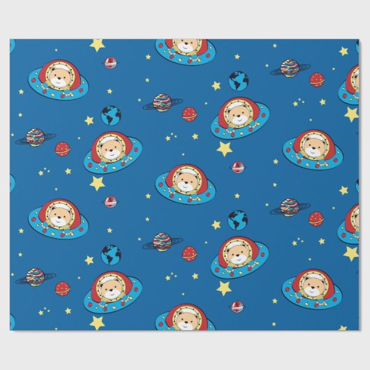 Teddy Bear UFO Cadeaupapier (Vlak)