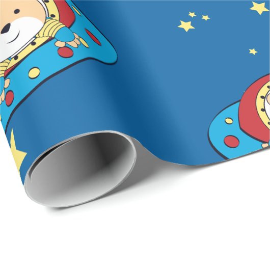 Teddy Bear UFO Cadeaupapier (Rol Hoek)