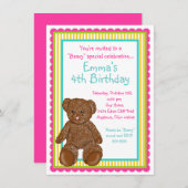 Teddy Bear-uitnodigingen Kaart (Voorkant / Achterkant)