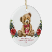 Teddy Bear Vakantie Baby Aankondiging Keepsake Keramisch Ornament (Rechts)