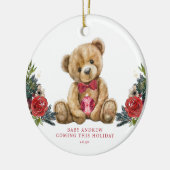 Teddy Bear Vakantie Baby Aankondiging Keepsake Keramisch Ornament (Links)