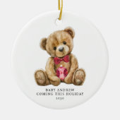 Teddy Bear Vakantie Baby Aankondiging Keepsake Keramisch Ornament (Voorkant)