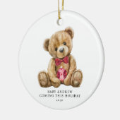 Teddy Bear Vakantie Baby Aankondiging Keepsake Keramisch Ornament (Links)
