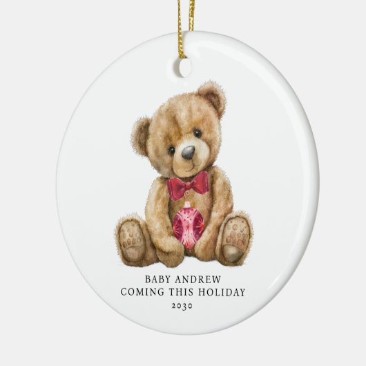 Teddy Bear Vakantie Baby Aankondiging Keepsake Keramisch Ornament (Links)