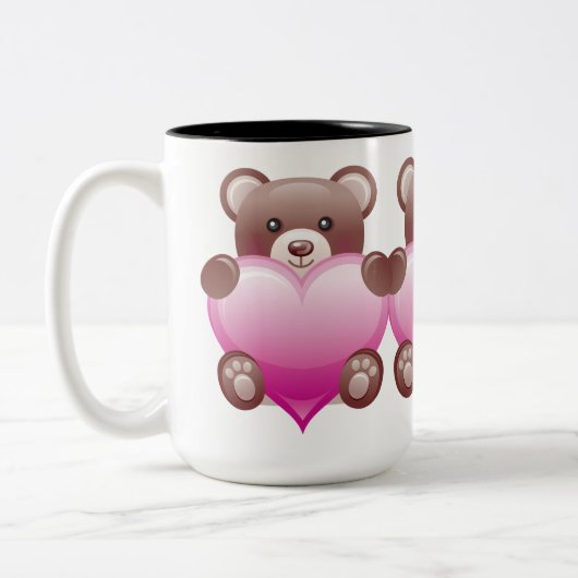 Teddy Bear Valentijn Heart Tweekleurige Koffiemok (Links)