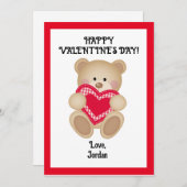 Teddy Bear Valentijn Kaart - Gepersonaliseerde Sch (Voorkant / Achterkant)