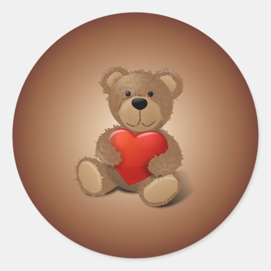 Teddy Bear Valentijn Ronde Sticker (Voorkant)