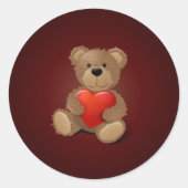 Teddy Bear Valentijn Ronde Sticker (Voorkant)