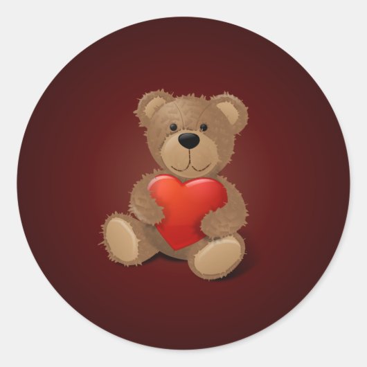 Teddy Bear Valentijn Ronde Sticker (Voorkant)