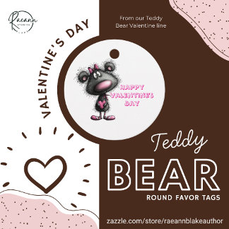 Teddy Bear Valentine Round Favor Tags Bedankjes Labels