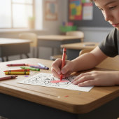 Teddy Bear Valentine's Day Coloring for Students  Briefkaart