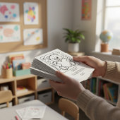 Teddy Bear Valentine's Day Coloring for Students  Briefkaart