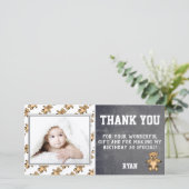 Teddy Bear Verjaardag Dank u Fotokaart Kinder Bedankkaart (Staand voorkant)