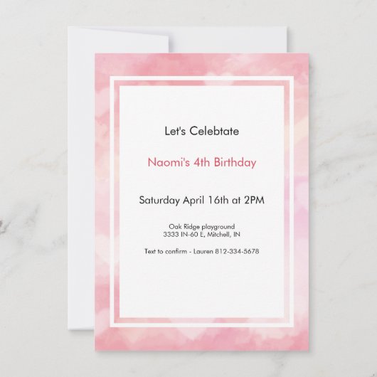 Teddy Bear Verjaardag Girl's Party Custom Details Kaart (Achterkant)