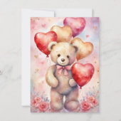 Teddy Bear Verjaardag Girl's Party Custom Details Kaart (Voorkant)