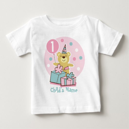 Teddy Bear Verjaardag T-shirt - Gepersonaliseerd (Voorkant)