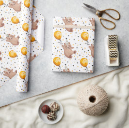 Teddy Bear Verjaardag Wrapping Paper - Waterverf Cadeaupapier