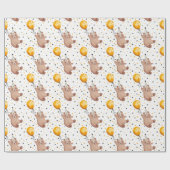 Teddy Bear Verjaardag Wrapping Paper - Waterverf Cadeaupapier (Vlak)