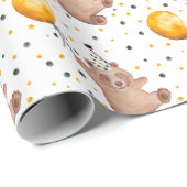 Teddy Bear Verjaardag Wrapping Paper - Waterverf Cadeaupapier (Rol Hoek)