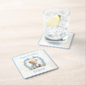 Teddy Bear Verjaardagsjongen Blauw Papier Onderzet Kartonnen Onderzetters (Insitu)