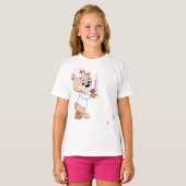 Teddy Bear Verpleegster Meisjes T-shirt (Voorkant volledig)