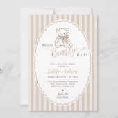 Teddy Bear Vintage Baby Shower Invitation Kaart (Voorkant)