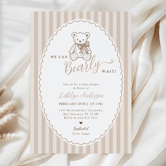 Teddy Bear Vintage Baby Shower Invitation Kaart
