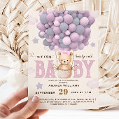 Teddy Bear Violet Roze Baby Meisje Douche Kaart