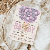 Teddy Bear Violet Roze Baby Meisje Douche Kaart