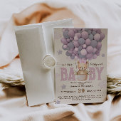 Teddy Bear Violet Roze Baby Meisje Douche Kaart