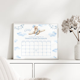 Teddy Bear Vliegtuig Baby Boy Vervaldatum Agenda Poster