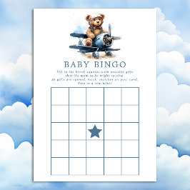 Teddy Bear Vliegtuig Baby shower Bingogame Kaart