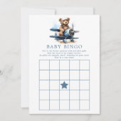 Teddy Bear Vliegtuig Baby shower Bingogame Kaart (Voorkant)