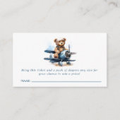 Teddy Bear Vliegtuig Baby shower Luier Raffle Informatiekaartje (Voorkant)