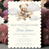 Teddy Bear Vliegtuig Baby shower Uitnodiging